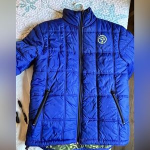 Vintage Zumba Navy Blue Reversible Puffer Jacket, size Medium.